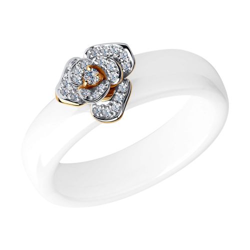 Кольцо из керамики/красного золота р. 16 SOKOLOV Diamonds