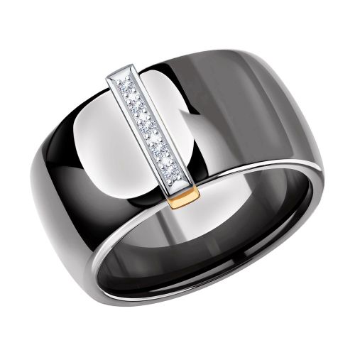 Кольцо из керамики/красного золота р. 18,5 SOKOLOV Diamonds