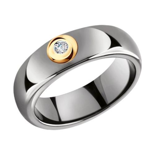 Кольцо из керамики/красного золота с бриллиантом р. 17,5 SOKOLOV Diamonds