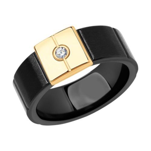 Кольцо из керамики/красного золота с бриллиантом р. 21 SOKOLOV Diamonds