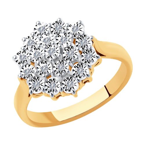 Кольцо из комбинированного золота р. 18,5 Diamant