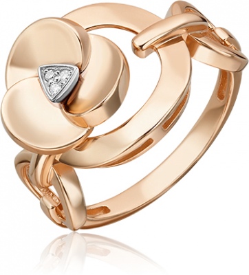 Кольцо из комбинированного золота с бриллиантом р. 16 PLATINA jewelry