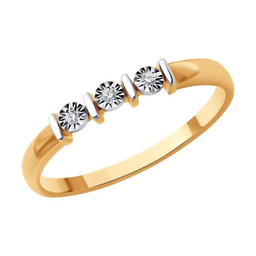 Кольцо из комбинированного золота с бриллиантом р. 17 Diamant