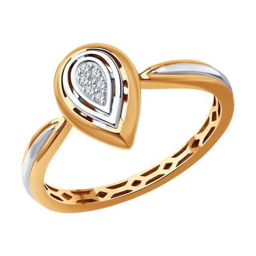 Кольцо из комбинированного золота с бриллиантом р. 17,5 Diamant