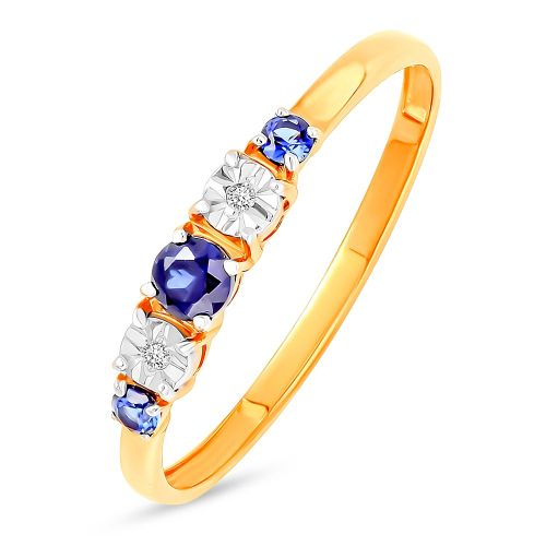 Кольцо из комбинированного золота с бриллиантом р. 18,5 585Gold