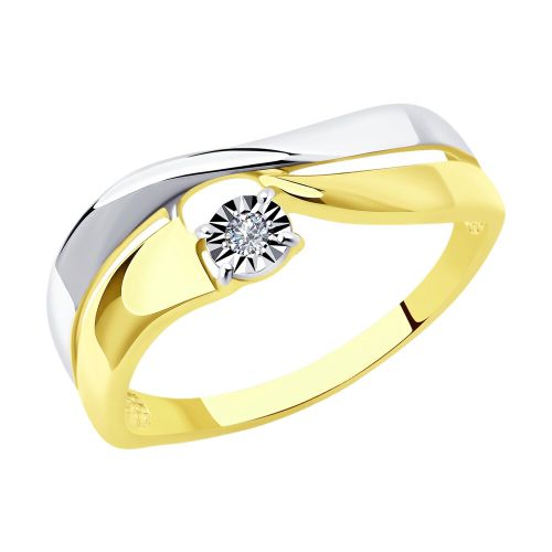 Кольцо из комбинированного золота с бриллиантом р. 18,5 SOKOLOV Diamonds
