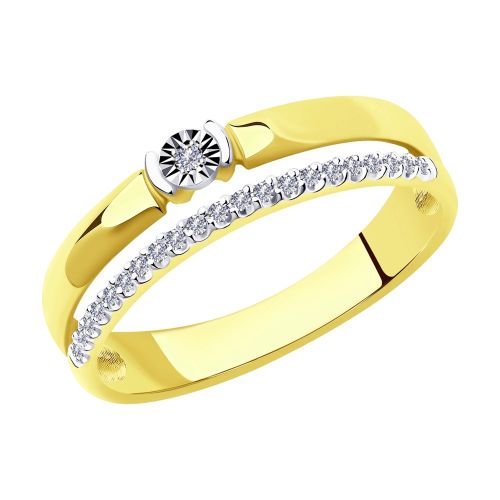Кольцо из комбинированного золота с бриллиантом р. 19 SOKOLOV Diamonds