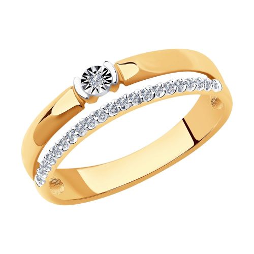 Кольцо из комбинированного золота с бриллиантом р. 20 SOKOLOV Diamonds