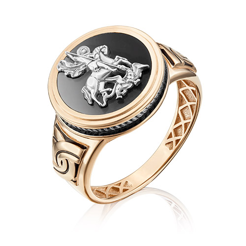 Кольцо из комбинированного золота с эмалью р. 19 PLATINA jewelry