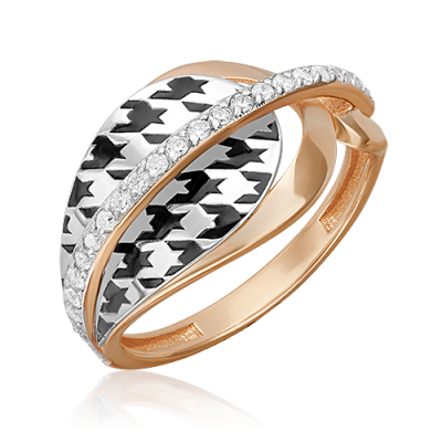 Кольцо из комбинированного золота с фианитом р. 16,5 PLATINA jewelry