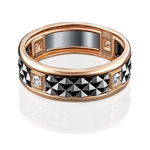 Кольцо из комбинированного золота с фианитом р. 21 PLATINA jewelry