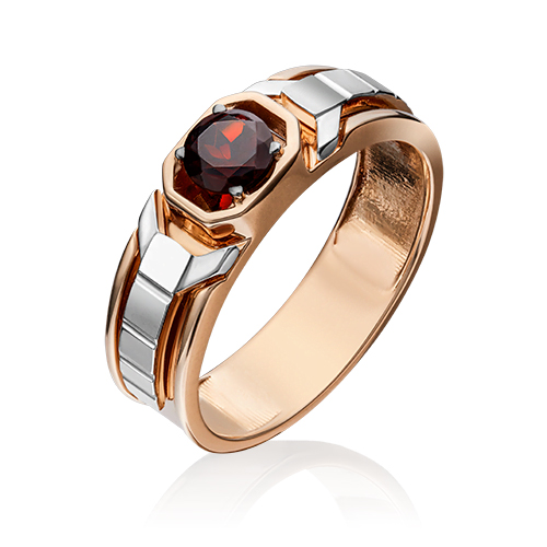 Кольцо из комбинированного золота с гранатом р. 22 PLATINA jewelry