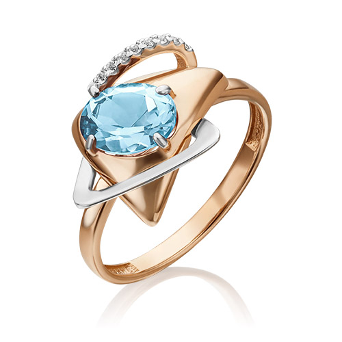 Кольцо из комбинированного золота с топазом р. 18 PLATINA jewelry