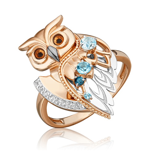 Кольцо из комбинированного золота с топазом р. 19 PLATINA jewelry 01-5551-00-201-1111