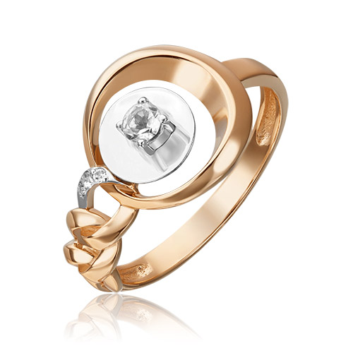 Кольцо из комбинированного золота с топазом р. 19 PLATINA jewelry