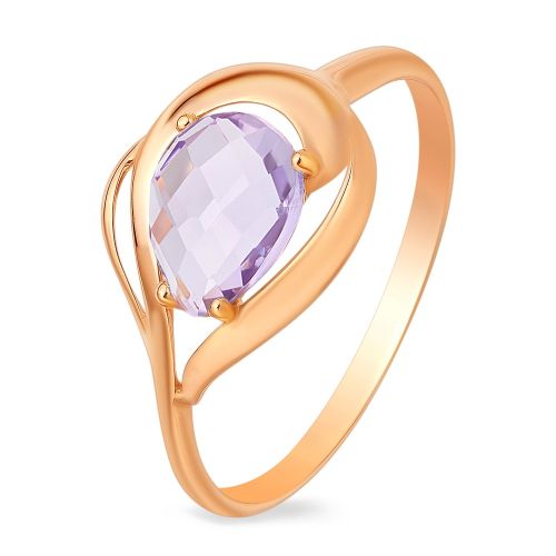 Кольцо из красного золота с аметистом р. 16,5 585Gold