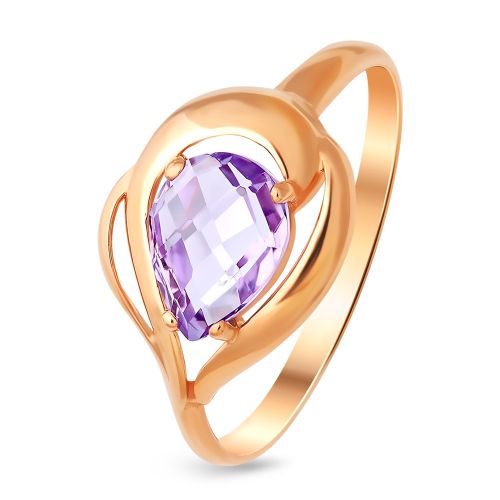 Кольцо из красного золота с аметистом р. 17,5 585Gold