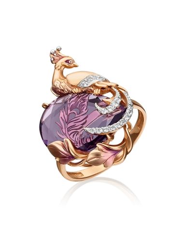 Кольцо из красного золота с аметистом р. 19,5 PLATINA jewelry