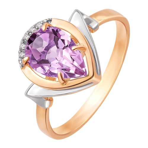 Кольцо из красного золота с аметистом/фианитом р. 16 585Gold