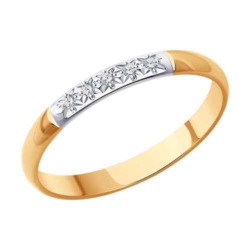 Кольцо из красного золота с бриллиантом р. 15,5 Diamant