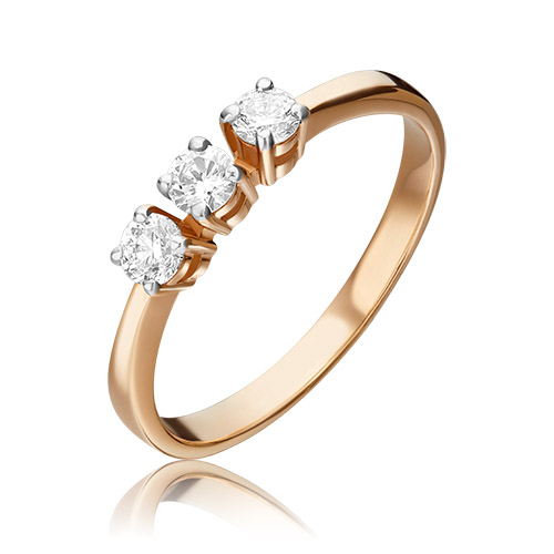 Кольцо из красного золота с бриллиантом р. 16 PLATINA jewelry