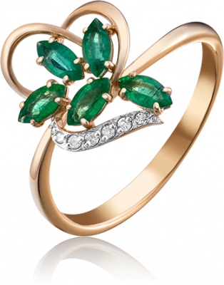 Кольцо из красного золота с бриллиантом р. 16,5 PLATINA jewelry