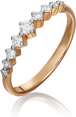Кольцо из красного золота с бриллиантом р. 17 PLATINA jewelry