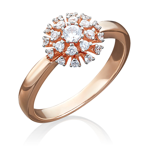 Кольцо из красного золота с бриллиантом р. 17,5 PLATINA jewelry