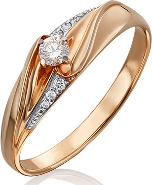 Кольцо из красного золота с бриллиантом р. 18 PLATINA jewelry