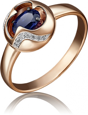Кольцо из красного золота с бриллиантом р. 18,5 PLATINA jewelry