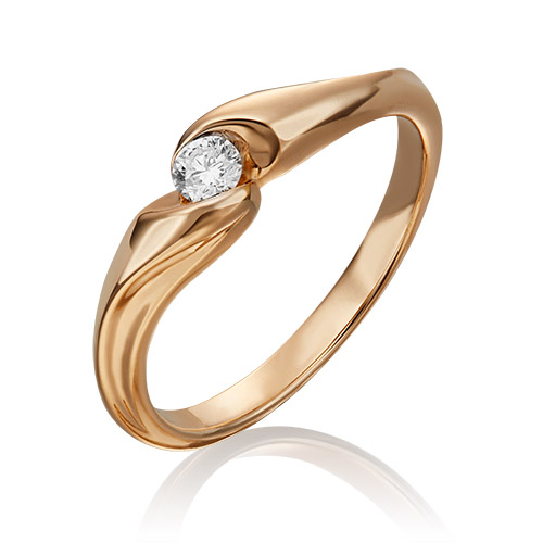 Кольцо из красного золота с бриллиантом р. 19 PLATINA jewelry