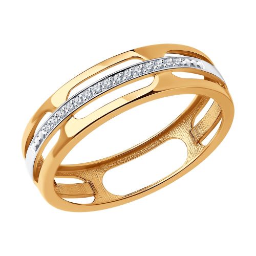 Кольцо из красного золота с бриллиантом р. 19,5 Diamant