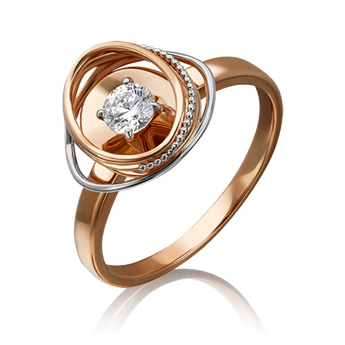 Кольцо из красного золота с бриллиантом р. 19,5 PLATINA jewelry