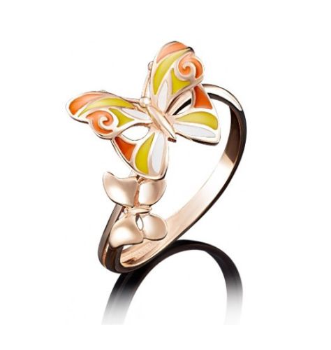 Кольцо из красного золота с эмалью р. 17,5 PLATINA jewelry