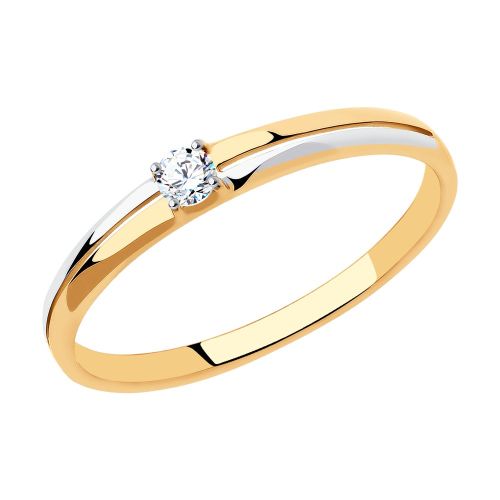 Кольцо из красного золота с фианитом р. 15,5 Diamant
