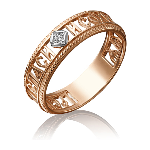 Кольцо из красного золота с фианитом р. 15,5 PLATINA jewelry