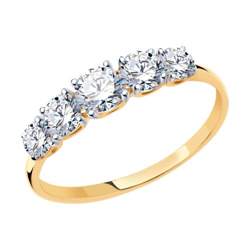 Кольцо из красного золота с фианитом р. 16 Diamant