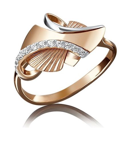 Кольцо из красного золота с фианитом р. 16 PLATINA jewelry