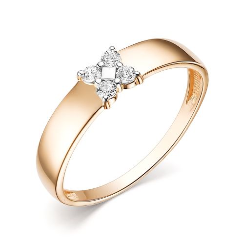 Кольцо из красного золота с фианитом р. 16,5 585Gold