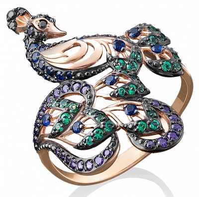 Кольцо из красного золота с фианитом р. 16,5 PLATINA jewelry