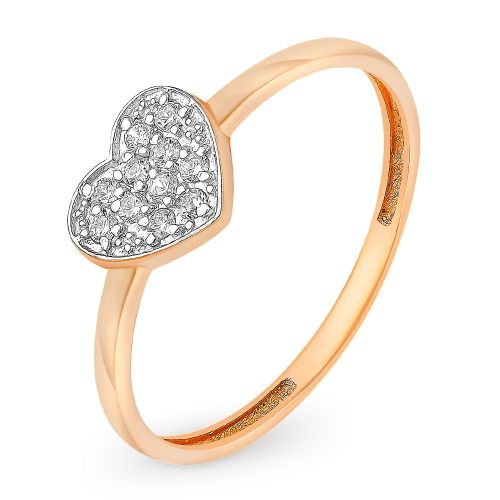 Кольцо из красного золота с фианитом р. 17,5 585Gold