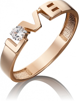 Кольцо из красного золота с фианитом р. 17,5 PLATINA jewelry