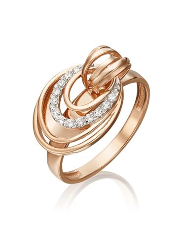 Кольцо из красного золота с фианитом р. 18 PLATINA jewelry