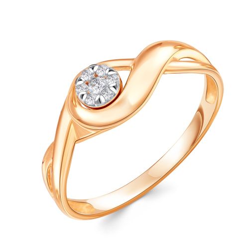 Кольцо из красного золота с фианитом р. 18,5 585Gold
