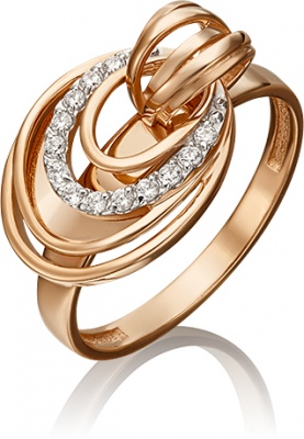 Кольцо из красного золота с фианитом р. 18,5 PLATINA jewelry