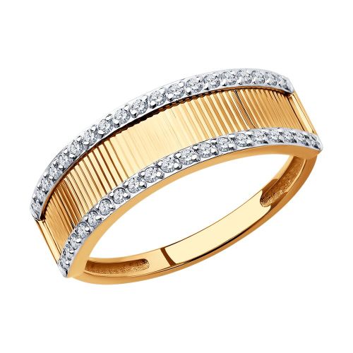 Кольцо из красного золота с фианитом р. 19 Diamant
