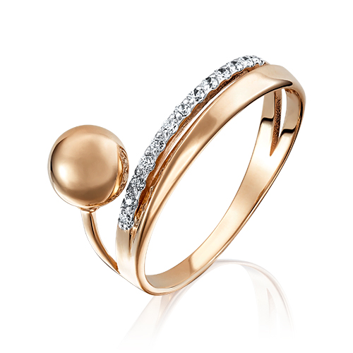 Кольцо из красного золота с фианитом р. 19 PLATINA jewelry