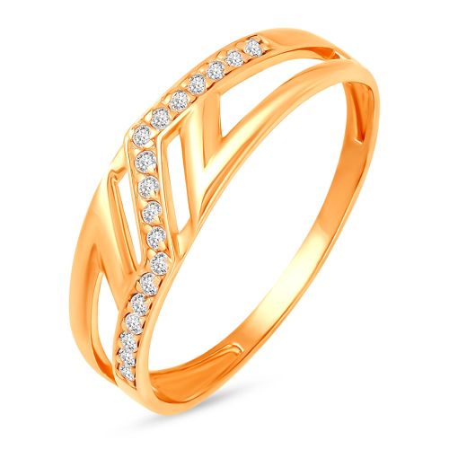 Кольцо из красного золота с фианитом р. 19,5 585Gold