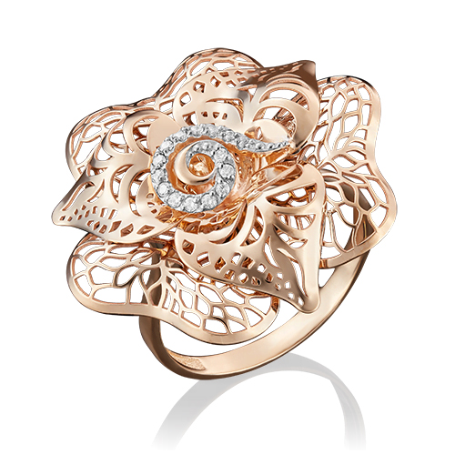 Кольцо из красного золота с фианитом р. 20 PLATINA jewelry