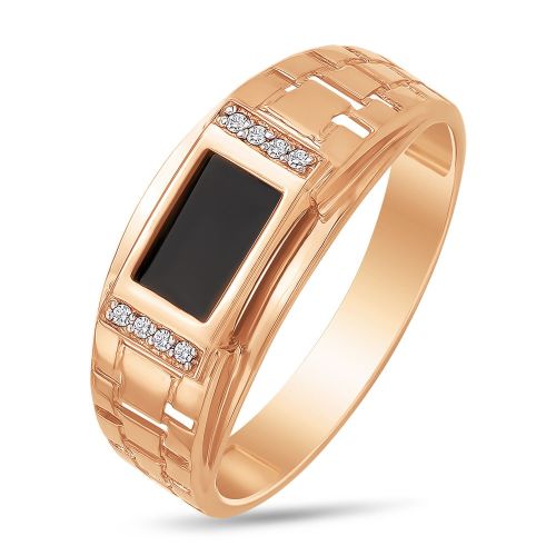 Кольцо из красного золота с фианитом р. 20,5 585Gold